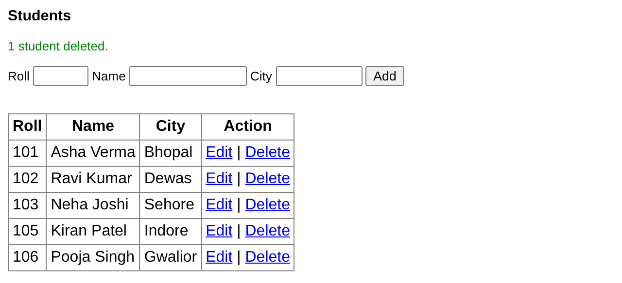 Browser output